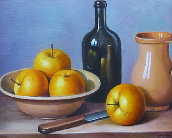 GOMBAR - YELLOW APPLES - Oil on Canvas - 8 x 10