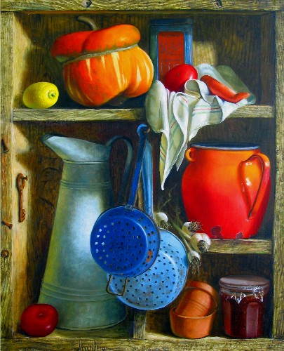 HUILLIER - OLD PANTRY - Oil on Canvas - 40 x 32
