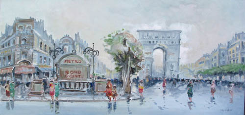 WEBSTER - CHAMPS ELYSEE, PARIS - Oil on Canvas - 16 x 32