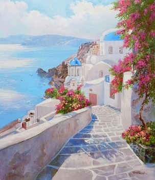 GANTNER - Santorini - Oil on Canvas - 24 x 20