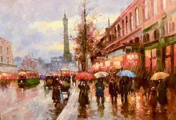 GANTNER - Paris Umbrellas - Oil on Canvas - 18 x 24