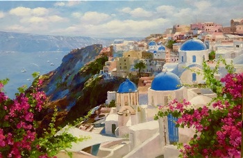 GANTNER - Santorini - Oil on Canvas - 24 x 36