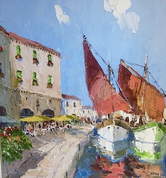 PAULSEN - Boats - Oil on Canvas - 36 x 36