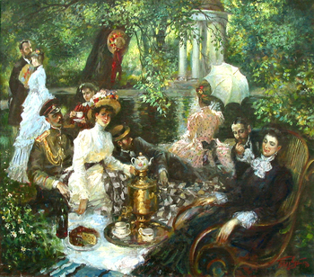 PERVUNINSKY - Picnic Visiting Party - Oil on Canvas - 28 x 32