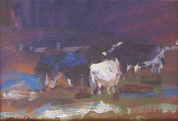 ZAVALOVA - SUPPER - Oil on Canvas - 5 x 7