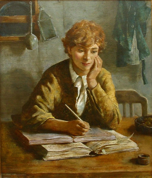 BERSENEV - THE STUDENT - Oil on Canvas - 28 x 23