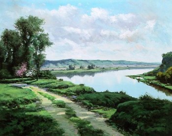 VALLS - RIVERSIDE PATHWAY - Oil on Canvas - 24 x 30
