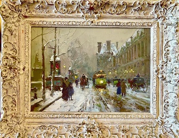 CORTES - Le Louvre in Snow - Oil on Canvas - 13 x 18