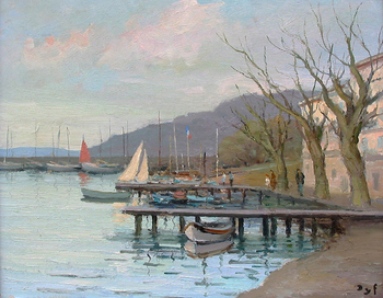 DYF - PORT IN PROVENCE - Oil on Canvas - 18 x 21