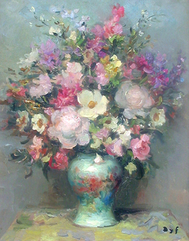  Title: FLORAL IN PASTEL TONE , Size: 21.5 x 18 , Medium: Oil on Canvas