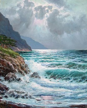 Title: CYPRESS MOON , Size: 30 x 24 , Medium: Oil on Canvas
