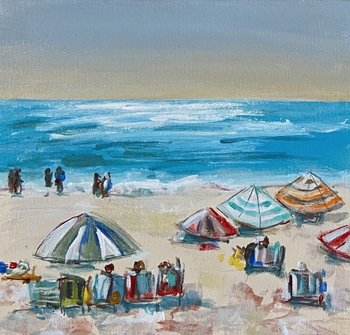  Title: Beach Scene , Size: 12 x 12 , Medium: Oil on Canvas