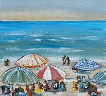 Emma B - Umbrellas - Oil on Canvas - 12 x 12