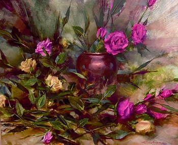 FILLHOUER - Explosion of Roses - Oil on Canvas - 20 x 24