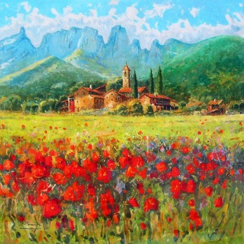 FRAILE - PRIMAVERA EN JOANETES GERONA - Oil on Canvas - 30 x 30