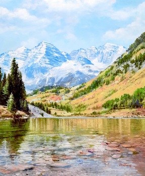  Title: Maroon Bells, Aspen , Size: 24 x 20 , Medium: Oil on Canvas
