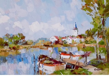  Title: French Village , Size: 12 x 16 , Medium: Oil on Canvas