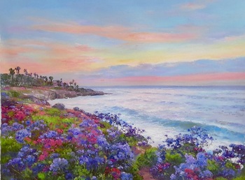  Title: La Jolla in Purple , Size: 20 x 24 , Medium: Oil on Canvas