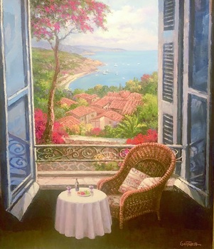  Title: St. Tropez View , Size: 24 x 20 , Medium: Oil on Canvas