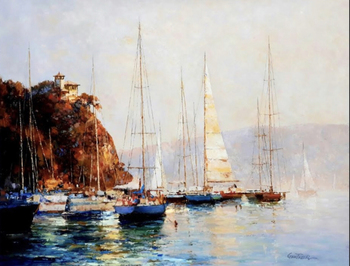 GANTNER - Boats of Portofino - Oil on Canvas - 24 x 30