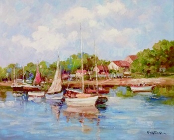 GANTNER - Boats Resting - Oil on Canvas - 20 x 24