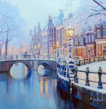 GANTNER - Amsterdam Idyll - Oil on Canvas - 16 x 16