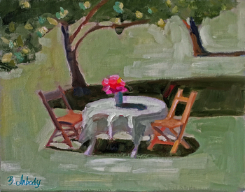 B. Inbody - Garden Scene - Oil on Panel - 11 x 14