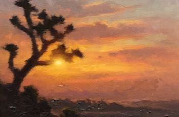  Title: Joshua Tree Sunset , Size: 9 x 12 , Medium: Oil on Canvas
