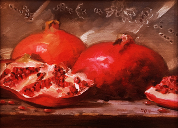  Title: Pomegranates , Size: 7 x 9 , Medium: Oil on Panel