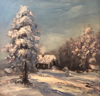  Title: Winter Scene , Size: 12 x 12 , Medium: Oil on Panel