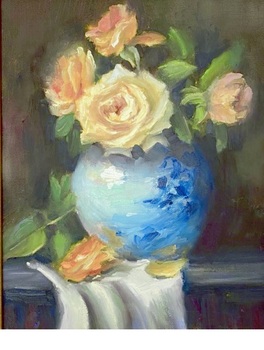  Title: Yellow Roses , Size: 16 x 12 , Medium: Oil on Panel