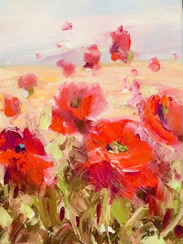 JOY - Poppies, Poppies - Oil on Panel - 10 x 8