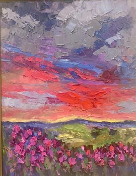 JOY - Sunset Explosion - Oil on Panel - 14 x 11