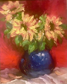 JOY - Glorious Sunflowers - Oil on Panel - 14 x 11
