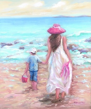 JOY - Seaside Walk - Oil on Canvas - 24 x 20