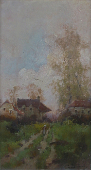 GALIEN-LALOUE - FRENCH LANDSCAPE - Oil on Canvas - 14 x 6.5