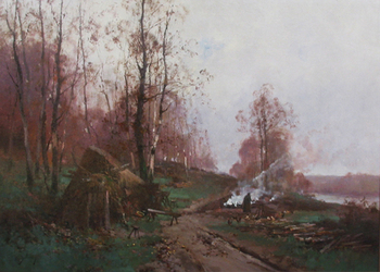 GALIEN-LALOUE - FRENCH WINTER LANDSCAPE - Oil on Canvas - 25 x 35