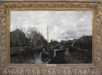  Title: BOAT SCENE - SEINE RIVER , Size: 29 x 47.5 , Medium: Oil on Canvas