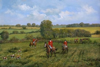 MADGWICK - HUNTING SCENE II - Oil on Canvas - 24 x 36