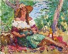 OKUN - GIRL BY THE LAKE - Oil on Canvas - 29.5 x 23.5