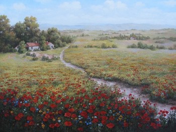 M.S. PARK - PASSAGE TO TUSCANY - Oil on Canvas - 36 x 42