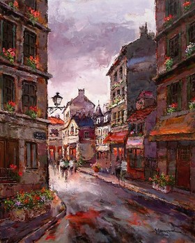 S. PARK - PARIS ST. SCENE - Oil on Canvas - 30 x 24