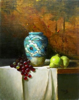PIONK - STILL LIFE WITH GRAPES AND PEARS - Oil on Canvas - 24 x 18