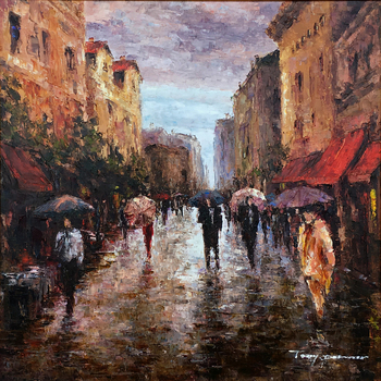 PORNER - Paris Str. Scene - Oil on Canvas - 24 x 24