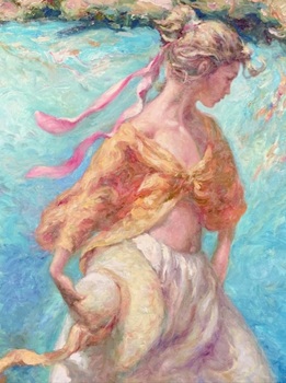  Title: Dorados y Azules , Size: 29 x 24 , Medium: Oil on Canvas