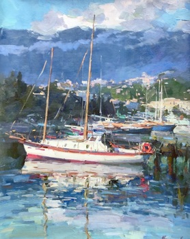 SHABADEI - Boats on the Bay - Oil on Canvas - 30 x 24