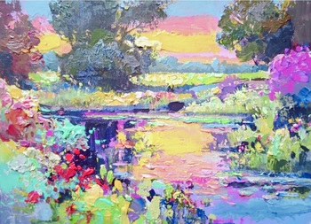  Title: Colorful Landscape , Size: 12 x 16 , Medium: Oil on Canvas