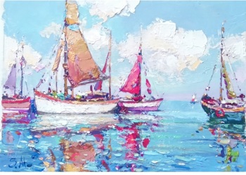  Title: Saling Mediterranean , Size: 12 x 16 , Medium: Oil on Canvas