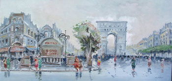 WEBSTER - CHAMPS ELYSEE, PARIS - Oil on Canvas - 16 x 32