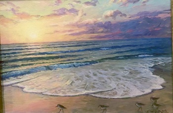 WEBERBAUER - Sand Pipers - Oil on Canvas - 9 x 12